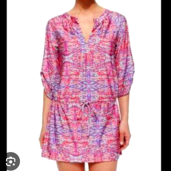 Nanette Lepore Swim Tunic Coverup Drawstring Waist Size Medium - Picture 1 of 5